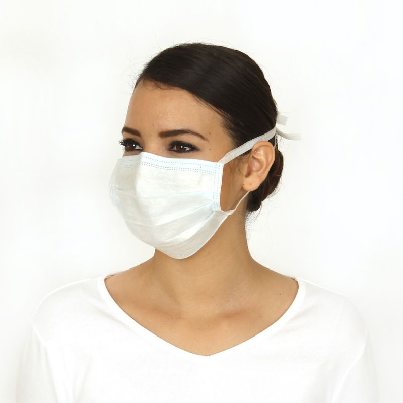 Cubreboca completo plisado de 3 capas con ajuste nasal y tiras de amarre