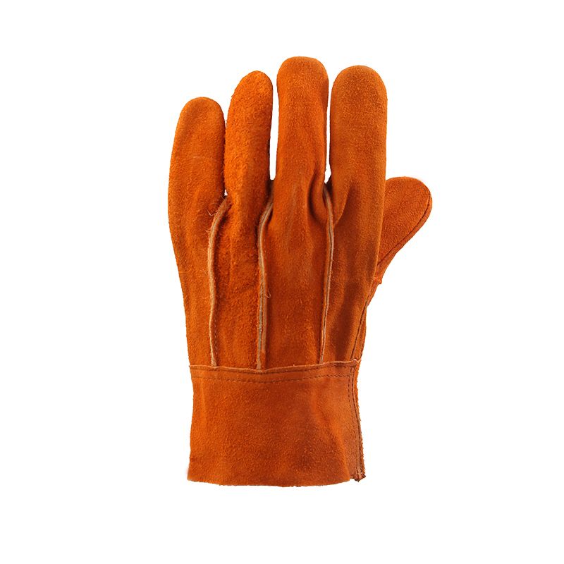 Guante de carnaza con puño corto-Naranja-Unitalla