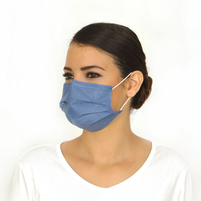 Cubreboca plisado de 1 capa SMS con ajuste nasal 