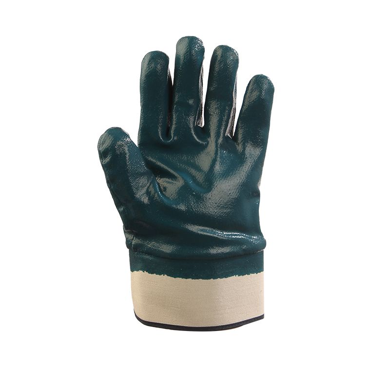 Guante recubierto de nitrilo con puño de seguridad Azul de Unitalla